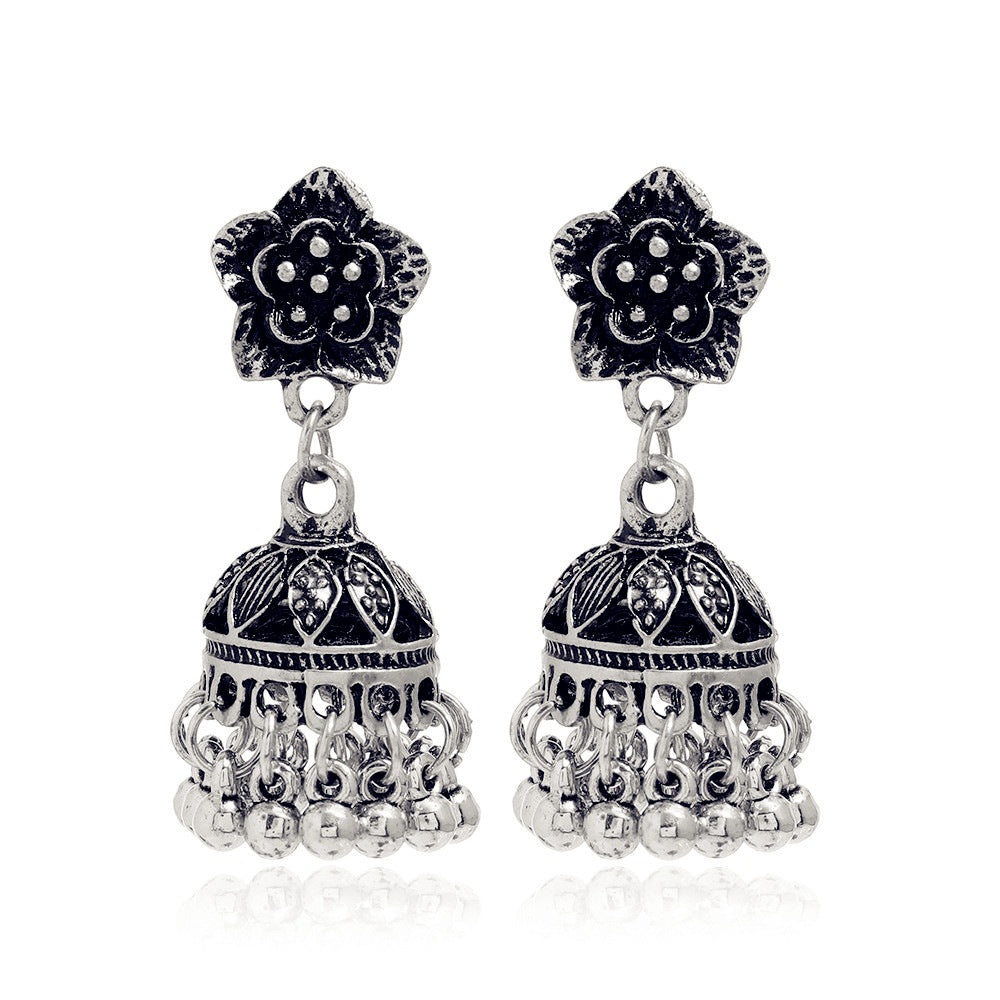 Bohemian Ethnic Carved Retro Pattern Creative Bell Earrings Exaggerated Personality Ethnic Wind Earrings