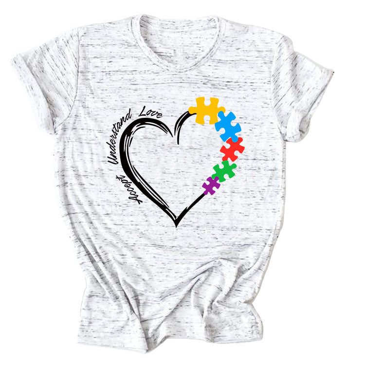 Fun Fashion Accept Understand Love Loose Casual Short Sleeves