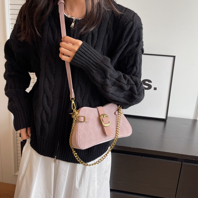 Fashion Fashion Small Handbag Female New Niche All Matching Diamond Lattice Small Square Bag Simple Underarm Bag