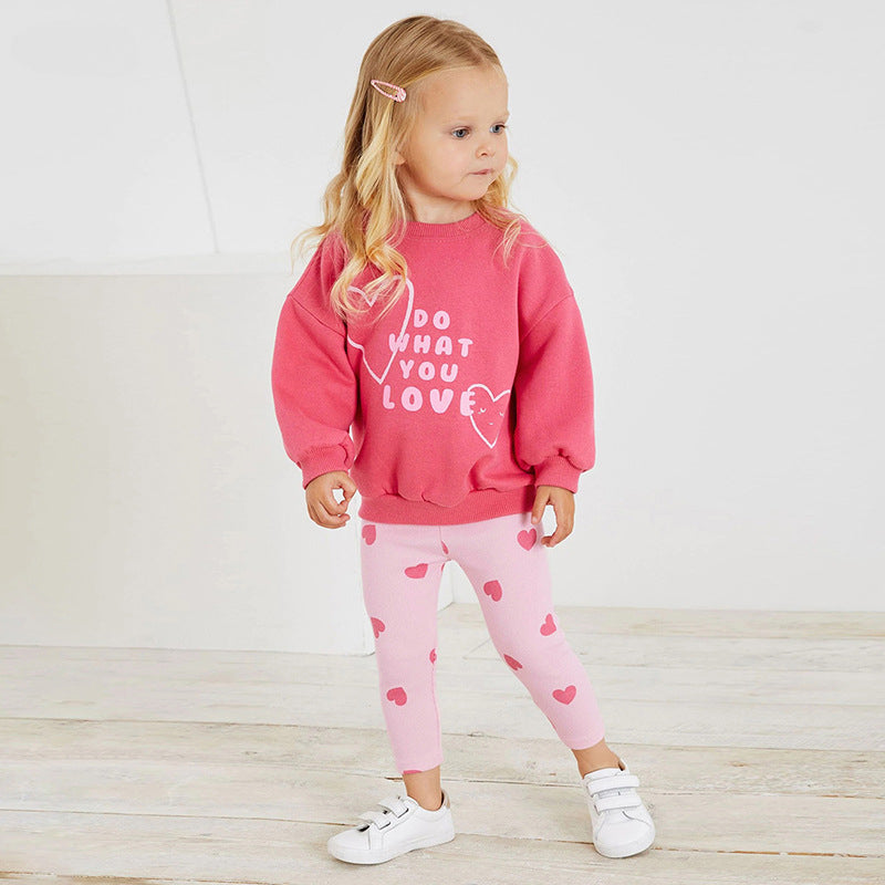 Autumn New Girls Hoodie Set Cartoon Children's Long-Sleeved Cotton Children's Set