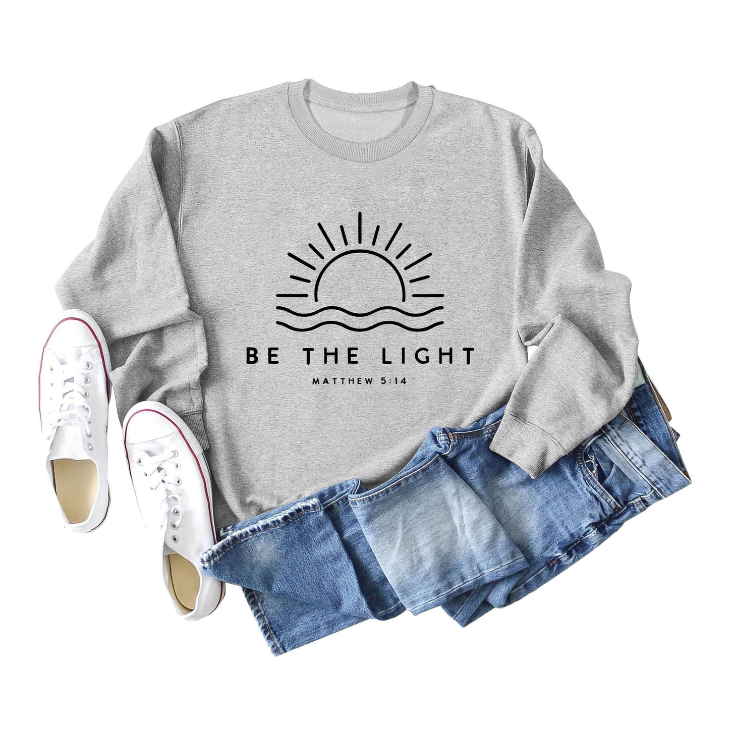 Fun Casual Be The Light Matthew Loose Long-Sleeved Hoodie For Women