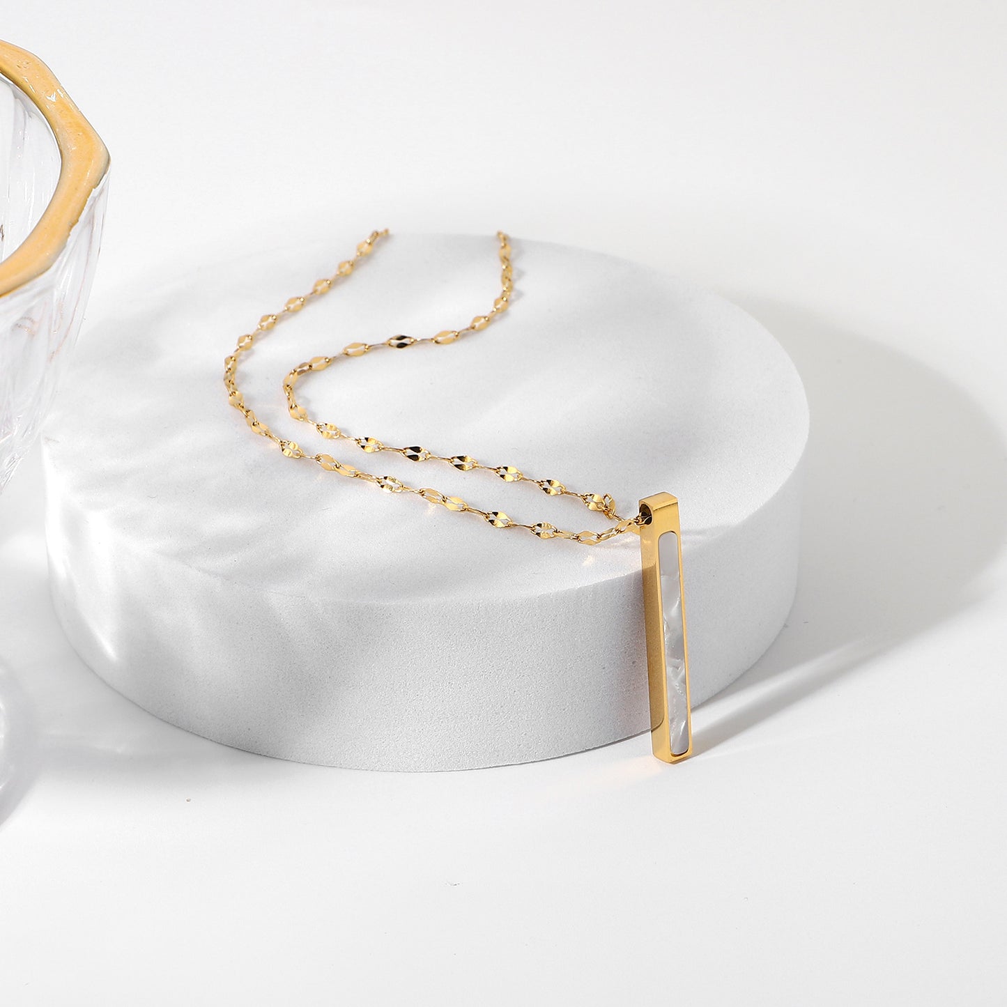 5pcs Stainless Steel Necklace 14K Gold Natural Pendant Necklace Chain