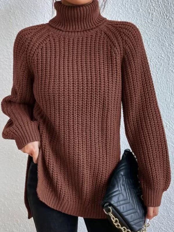 Autumn/Winter New Rotator Sleeve High-Lapel Mid-Length Sweater Dress