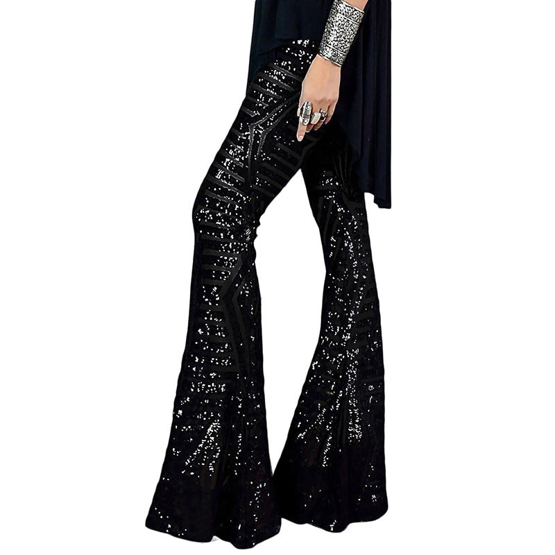 Summer New Fashion Trend Sequin Casual Pants Women High Waist Loose Straight Leg Trousers Women