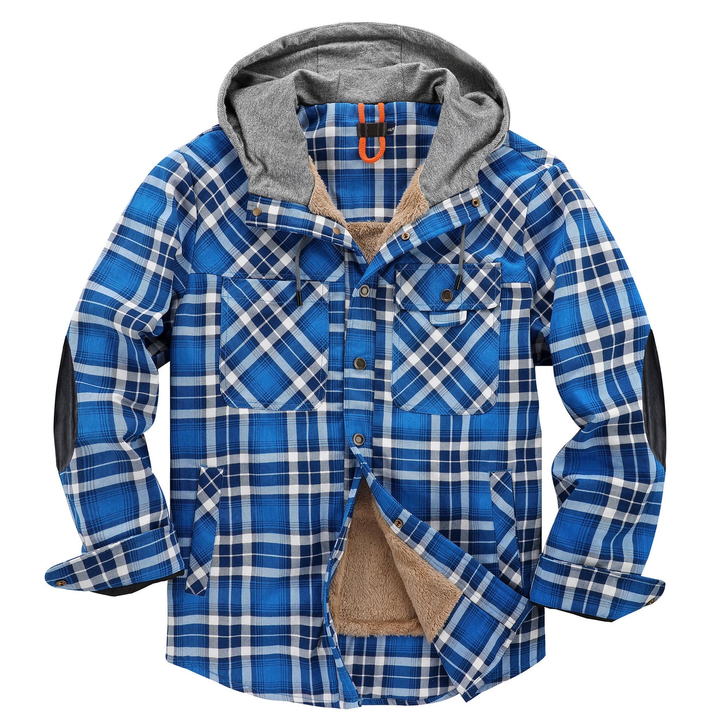 Men's Coat Plaid Shirt Plus Fleece Large Size Winter Windproof Warm Hooded Cotton Jacket