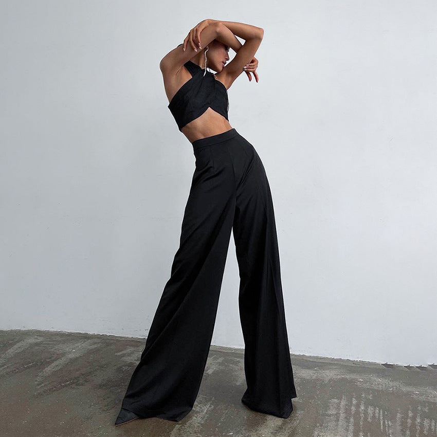 High Street Casual Fashion Floor-Length Trousers With Women's Dress And Trousers Satin Drop Silky Texture Ice Silk