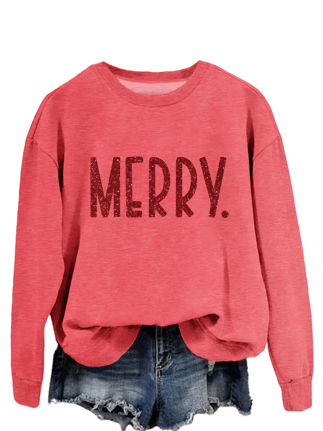 Merry Fashion Print All Round Neck Long Sleeve Hoodie