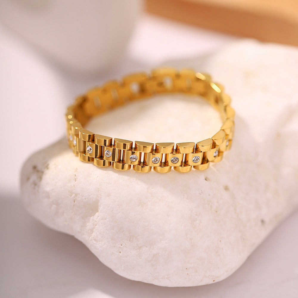 5pcs Metal Titanium Steel Bracelet Stainless Steel Pvd Plated 18K Gold Watch Bracelet Bracelet