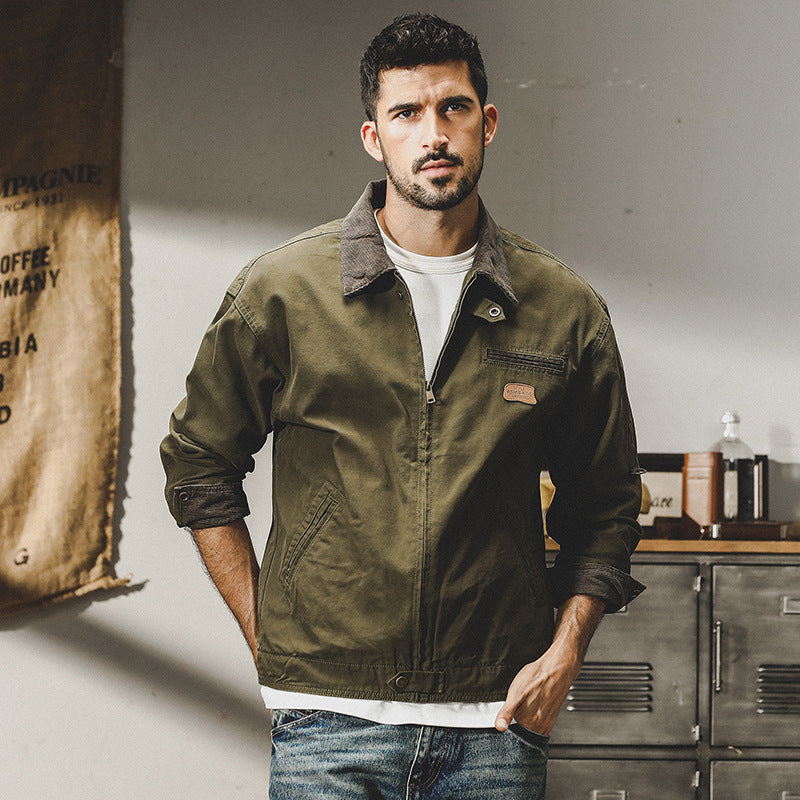 Jay Reynolds Heavy Classic Retro Detroit Jacket For Men Fall Short Canvas Outdoor Overalls