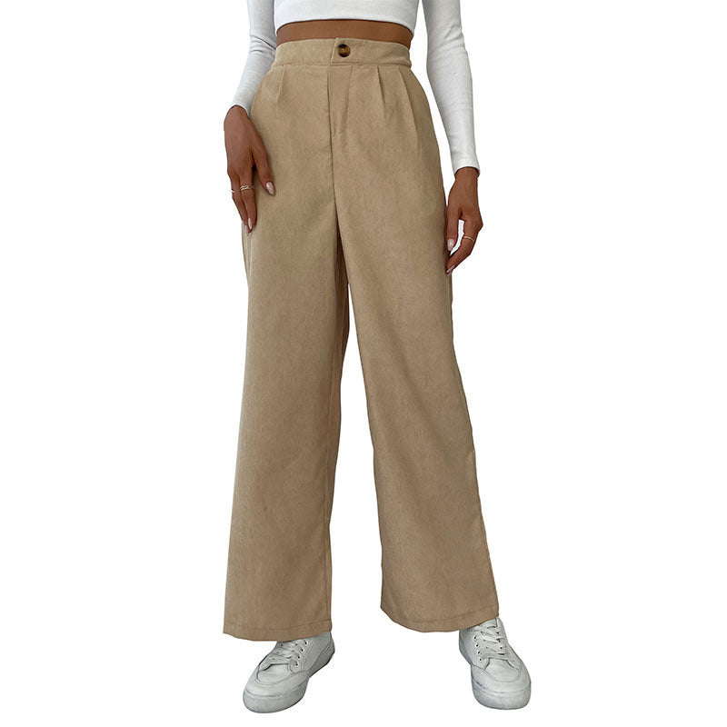 New Autumn Winter Casual Women's Pants Commuter Corduroy Commuter Wind Wide-Leg Pants