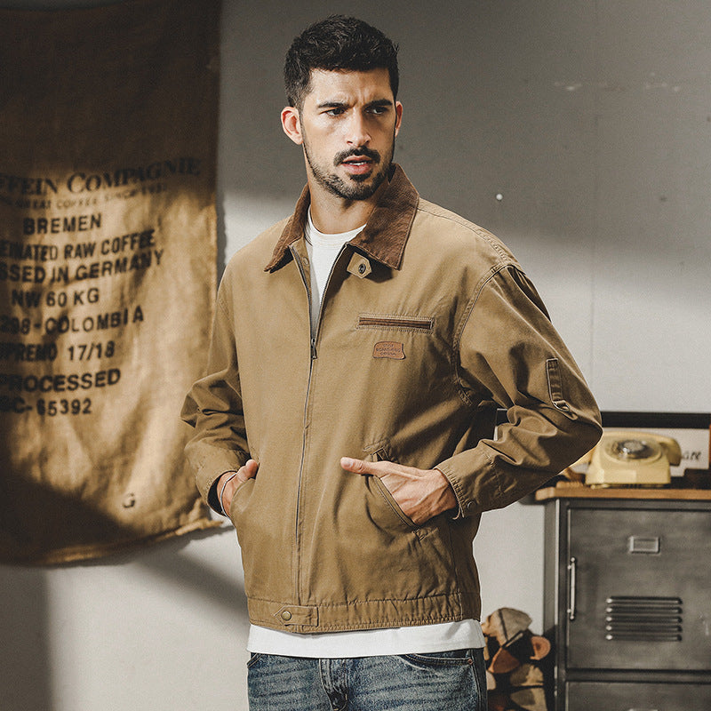 Jay Reynolds Heavy Classic Retro Detroit Jacket For Men Fall Short Canvas Outdoor Overalls