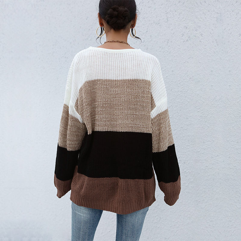 Autumn Winter Casual Women's Loose Color Long-Sleeved Women's Autumn Sweater