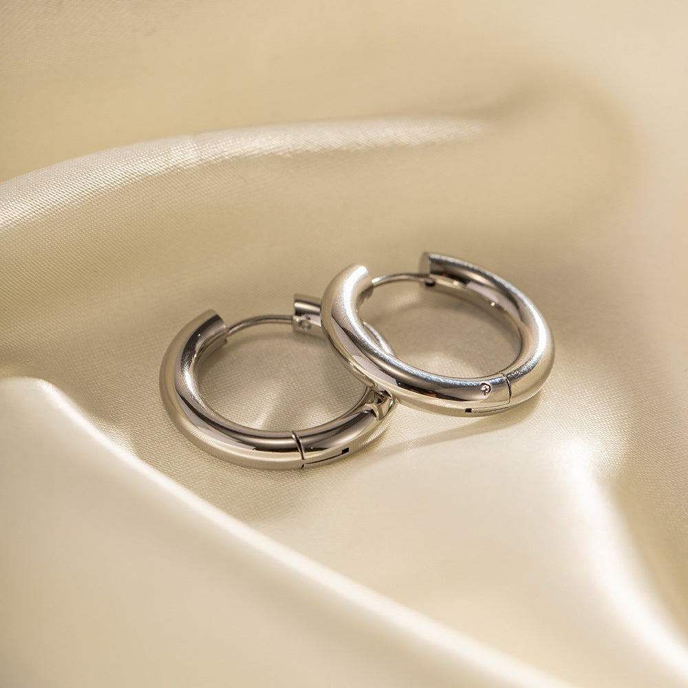 5pcs Fashion Jewelry Stainless Steel Solid Hoop Earrings Titanium Steel Women's Hoop Earrings Do Not Fade Accessories