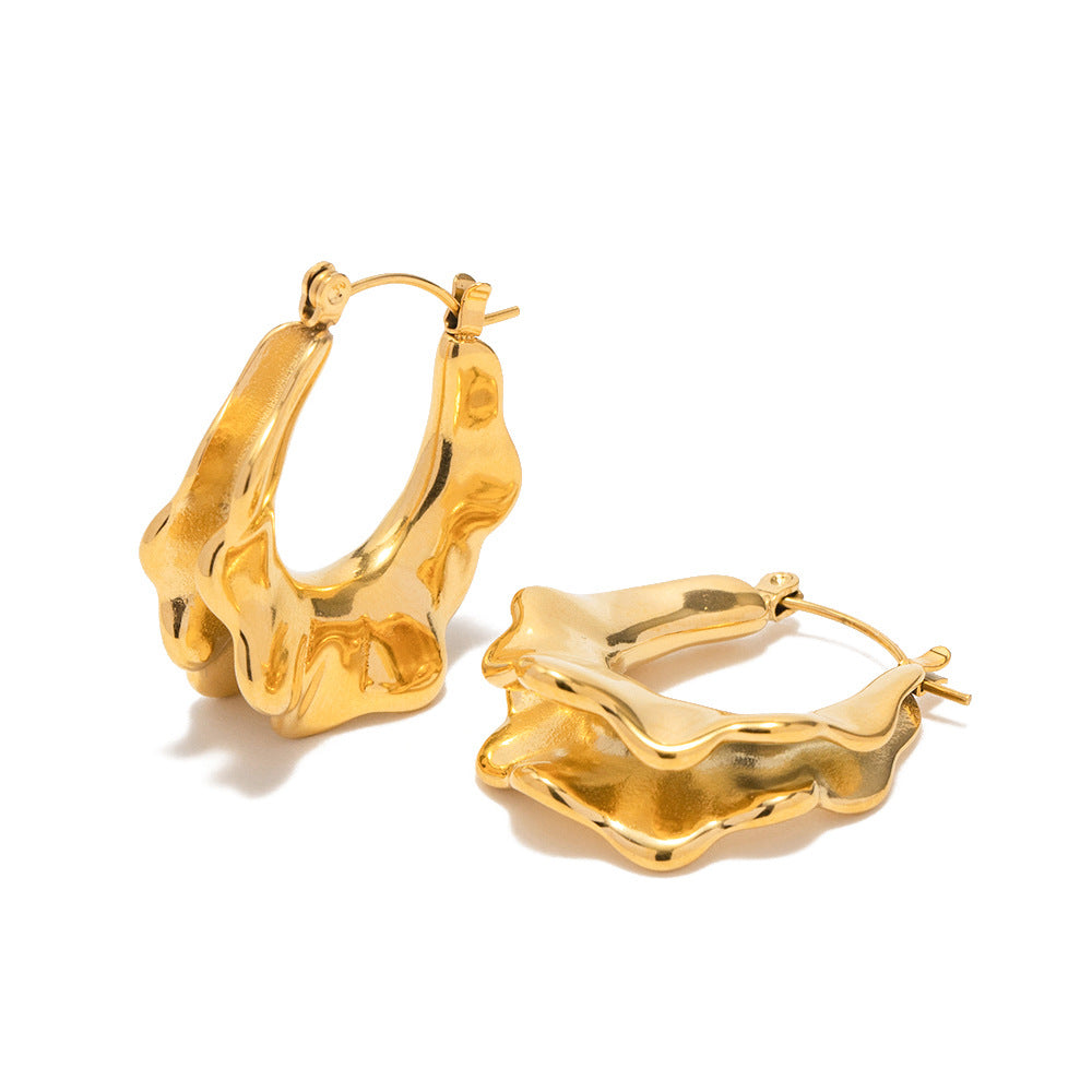 5pcs Premium Earrings 18K Gold-Plated Stainless Steel Skirt Hoop Earrings