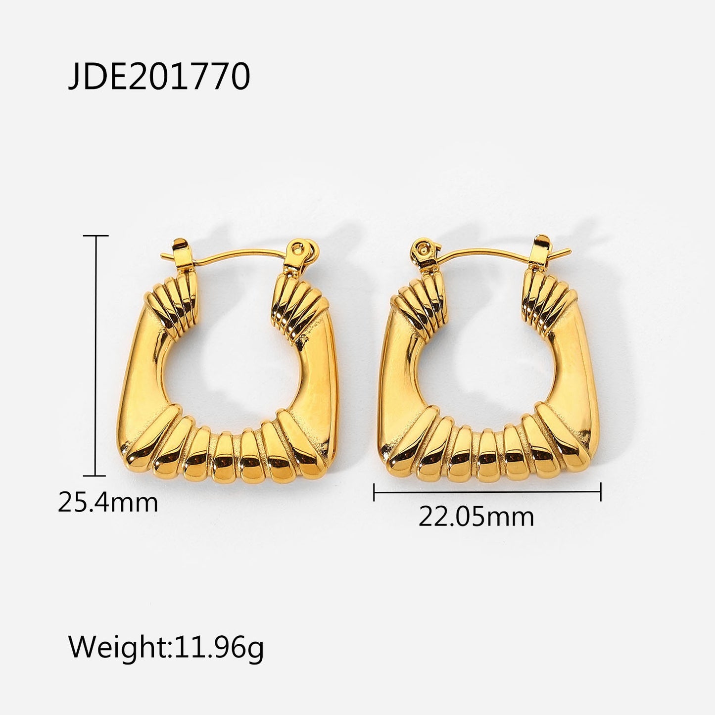 5pcs New Trapezoid 18K Gold-Plated Ring Earrings Stainless Steel Jewelry Fashion Personality Hug Earrings For Ladies