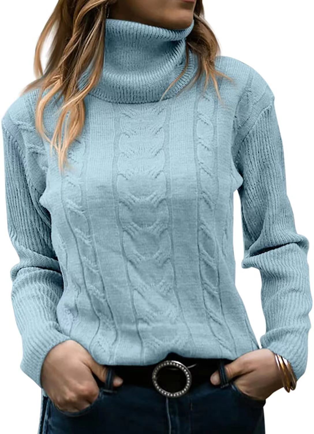 New Autumn And Winter New Solid Color Turtleneck Sweater Retro Long-Sleeved Sweater For Women