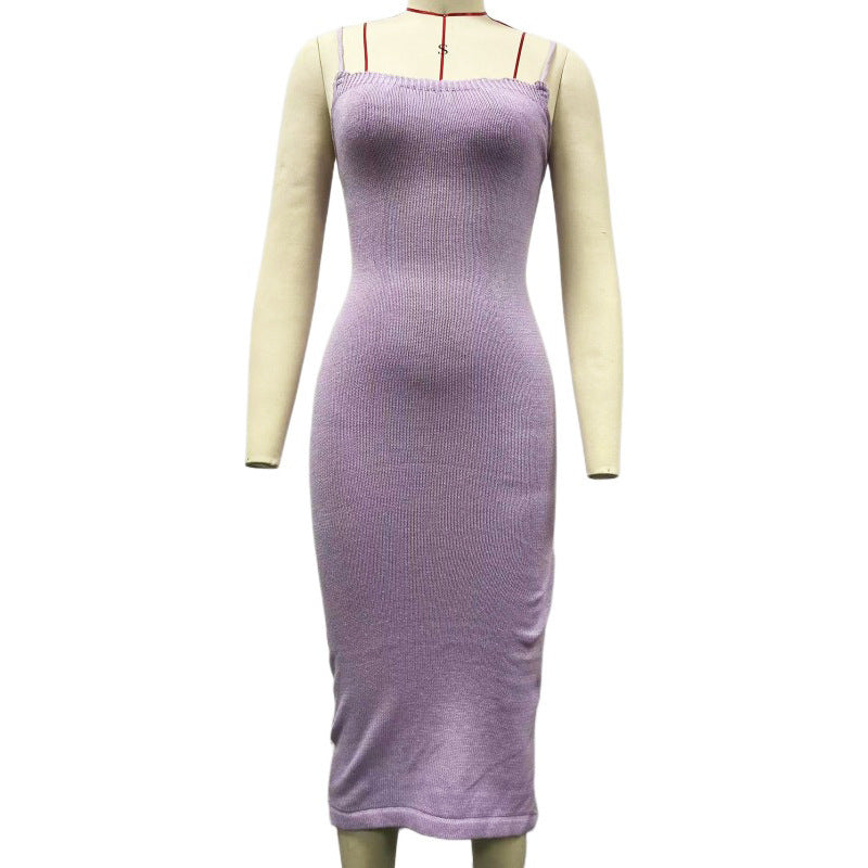 Slip Dress New Dress Summer Sexy Big Halter Strap Slimming Temperament In The Long Yarn Skirt