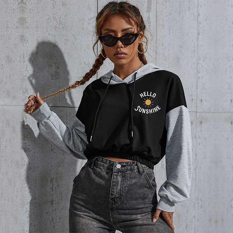 New Pre-Fall Casual Hoodie Color Halloween Skull Print Short Hoodie