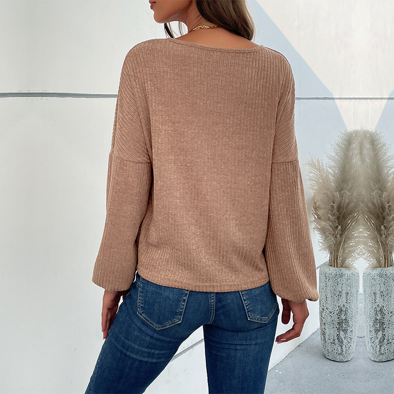 New Fashion Autumn Women's Solid Color V-Neck Knitwear Women