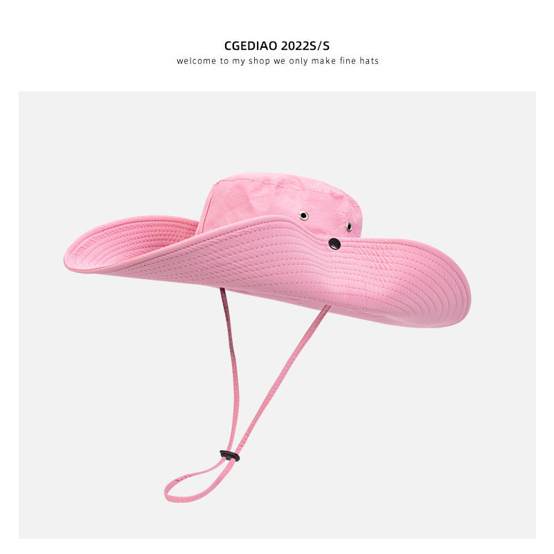 Western Cowboy Hat Female Summer Big Brimmed Day Fisherman Hat Sun Protection Outdoor Beach Tour Hiking Hat Male