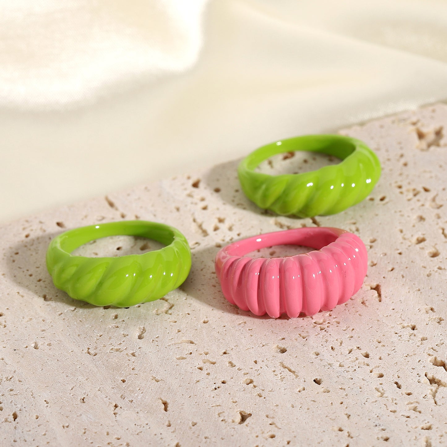 5pcs Fashion Candy Ring Small Fashion Color Drops Glue Creative Personality Hollow Index Finger Ring