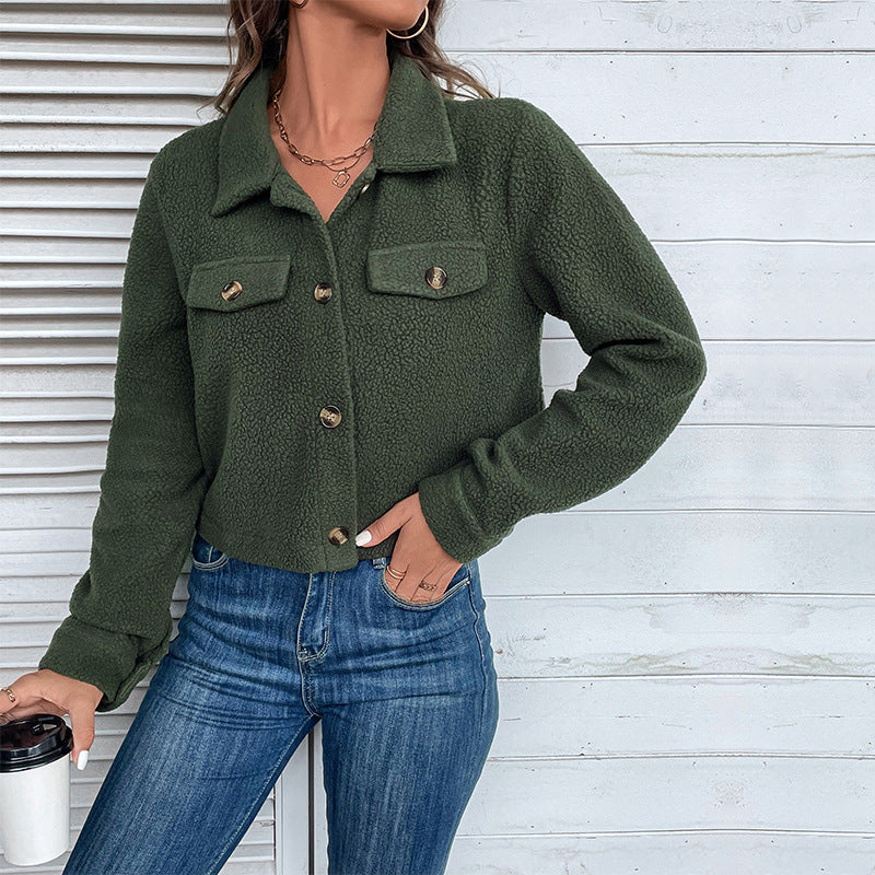 Autumn New Women's Solid Color Fleece Coat