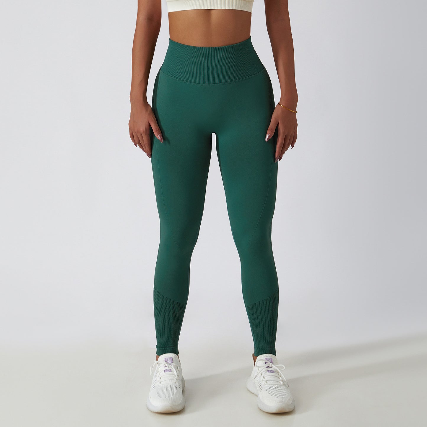 Outdoor Running Fitness Pants Hip Lift Yoga Pants Women's Seamless Knit Tight Height Waist Breathable Exercise Yoga Pants