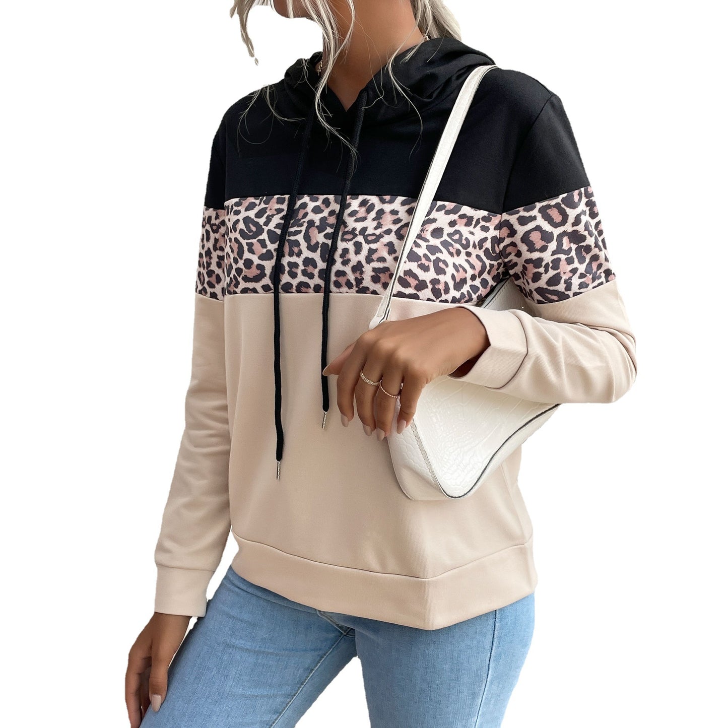 Women's Retro Leopard Print Hoodie in Autumn Colors
