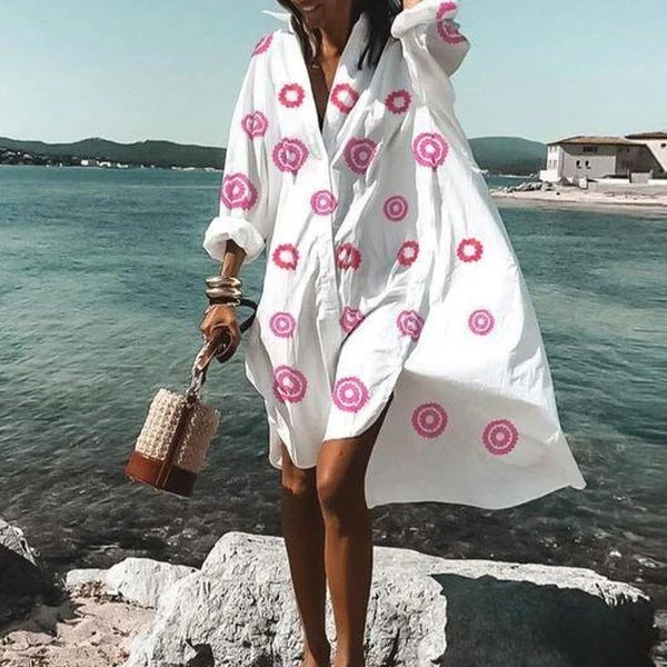 Women's Clothing Spring New Fashion Temperament Print Loose Shirt Dress A Generation