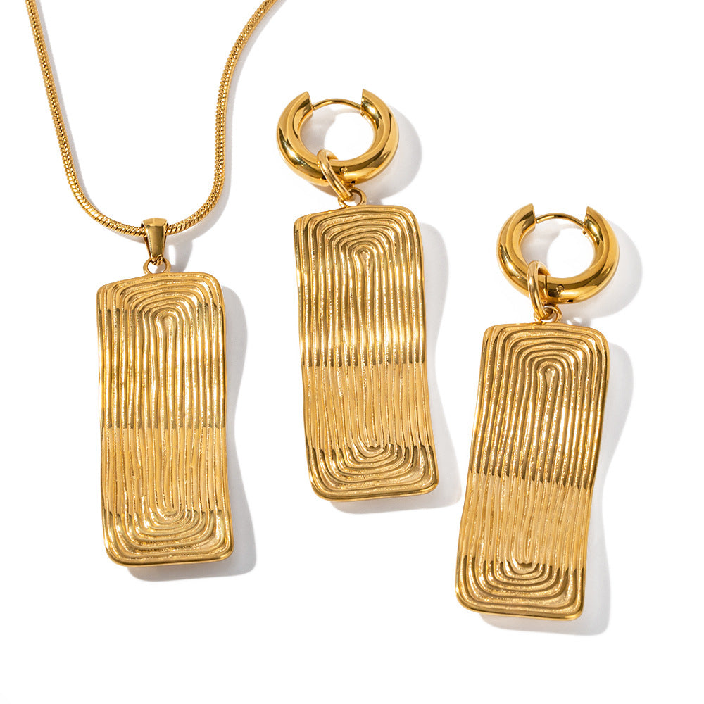 5pcs New Titanium Steel Necklace 18K Gold Stainless Steel Thread Rectangular Pendant Necklace Necklace Women's Jewelry