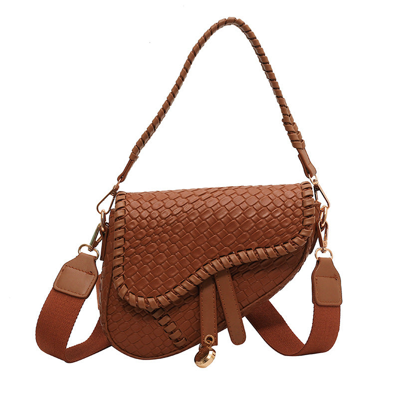 New Large Capacity Fashion Single Shoulder Crossbody Bag in Imitation Woven Fabric