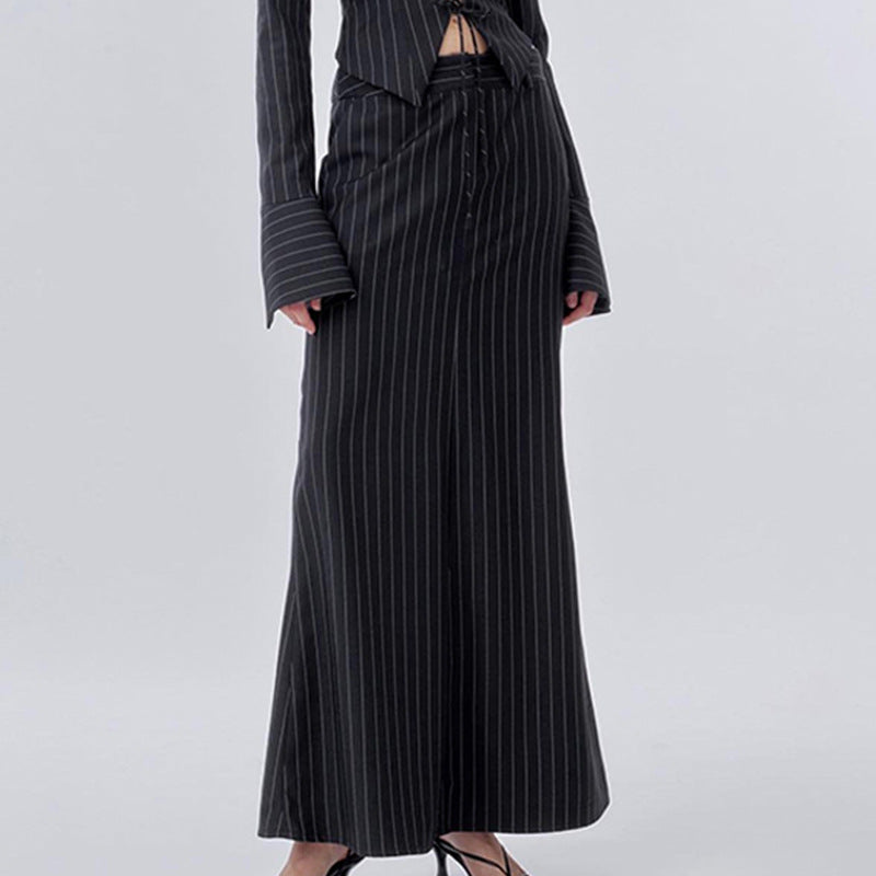 Women's Autumn New Sexy Temperament Satin Lace-Up Long Sleeve Top Fashion Skirt Suit