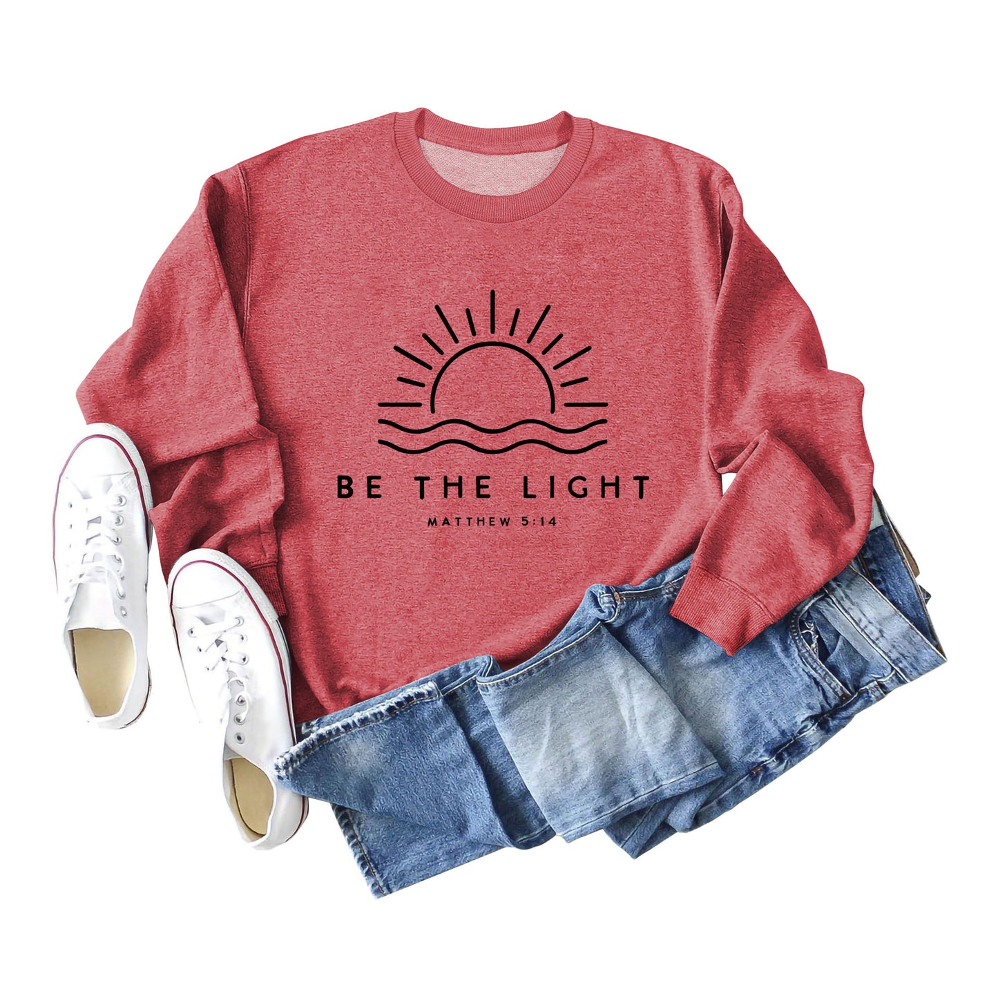 Fun Casual Be The Light Matthew Loose Long-Sleeved Hoodie For Women