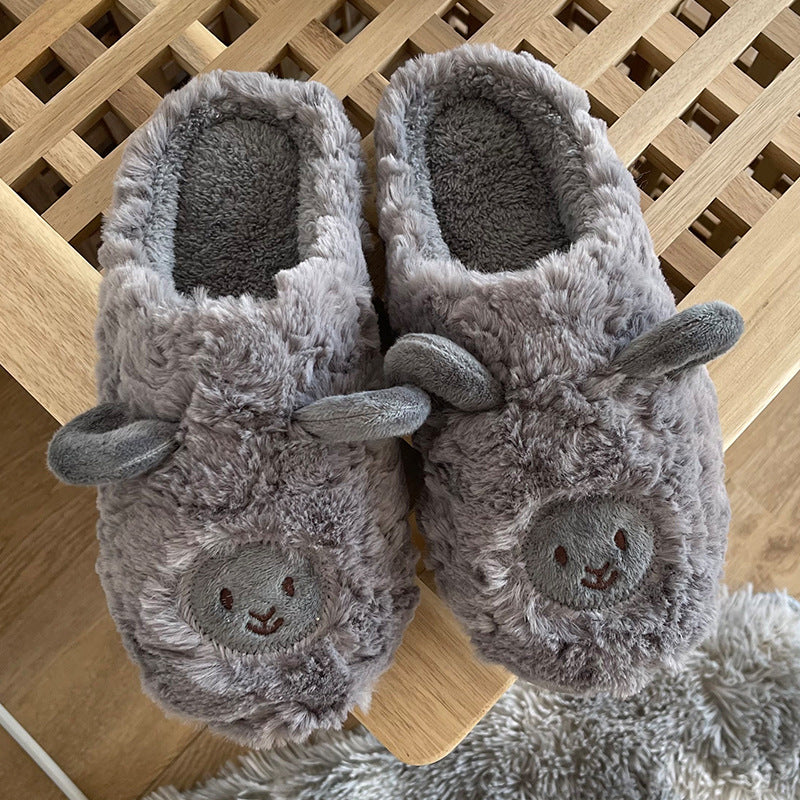 Winter Lovely Home Sheep Cotton Slippers Male And Female Couples Warm Students Home Indoor Non-Slip Plush Cotton Slippers