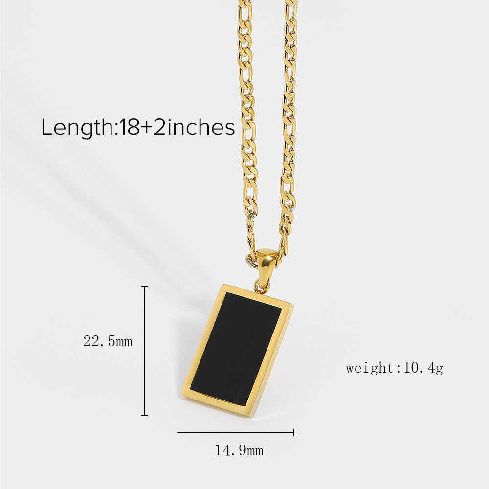 5pcs Accessories Rectangular Abalone Malachite Agate Shell Pendant Necklace Stainless Steel Plated Chain Necklace