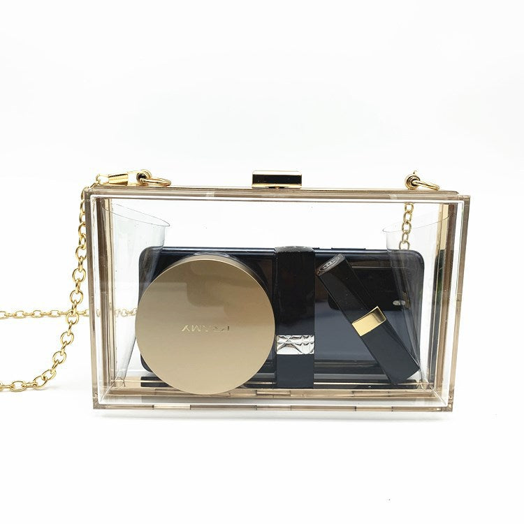 Acrylic Women's Bag Small Square Bag Summer Candy Color Transparent Box Bag Dinner Bag Chain Bag