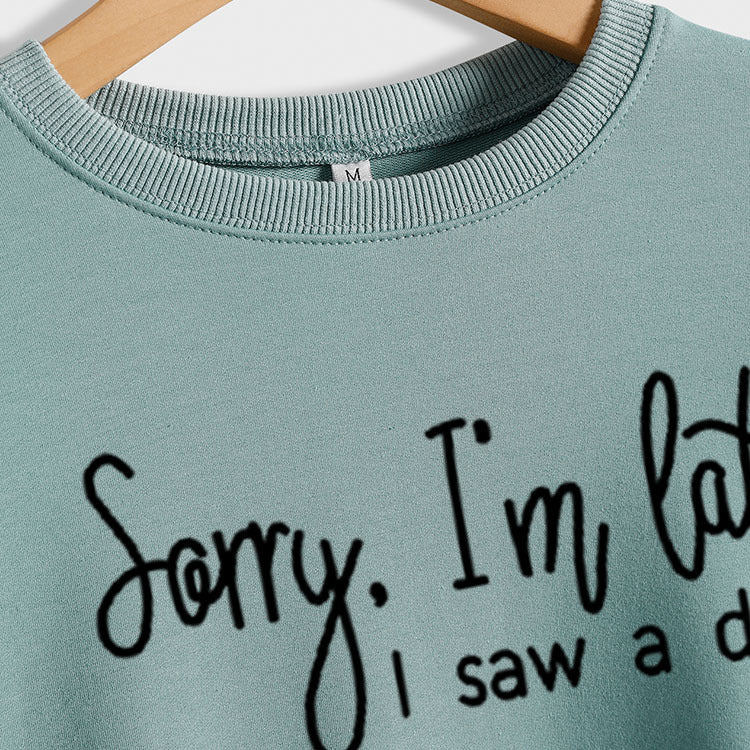 Autumn/Winter Base Long Sleeve Sorry I'M Late Alphabet Round Neck T-Shirt Ebay Women's Hoodie