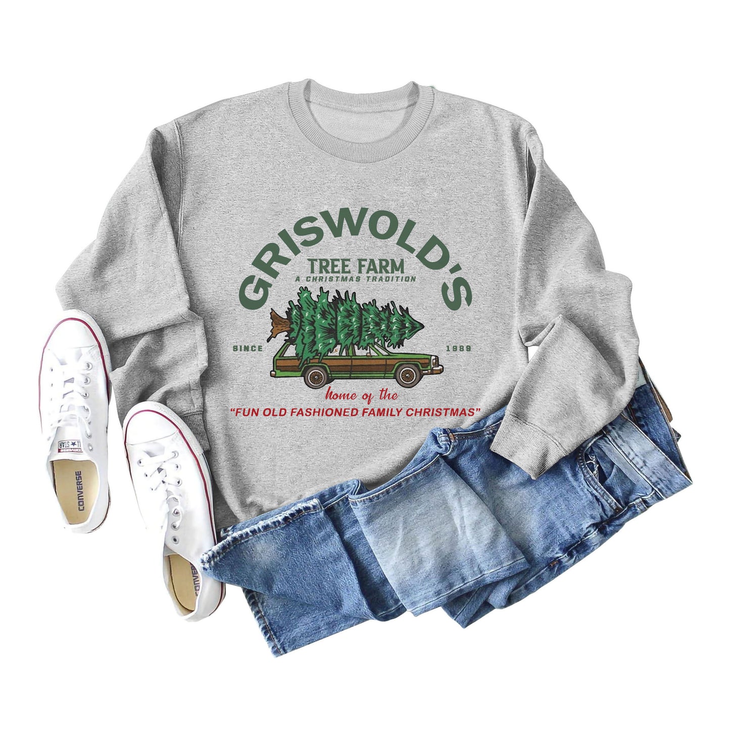 Griswold's Christmas Tree Letter Round Neck Long Sleeve Christmas Plus Size Women's Hoodie