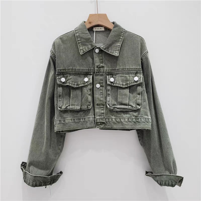 Pink Age-Reducing Denim Coat Female New Version Of Loose Thin Style With Bat Top Tide