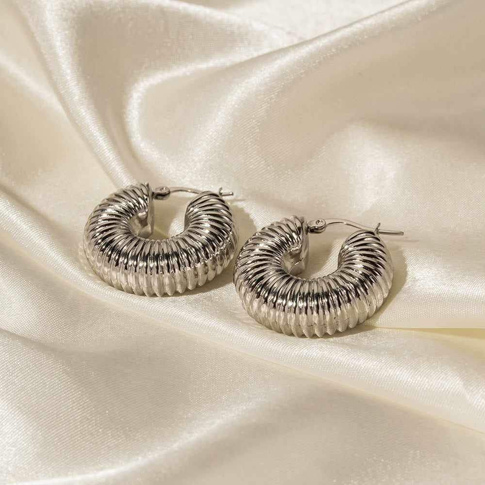 5pcs 18K Vacuum Electroplated Stainless Steel C-Shaped Earrings Niche High-Grade Earrings For Women Jewelry