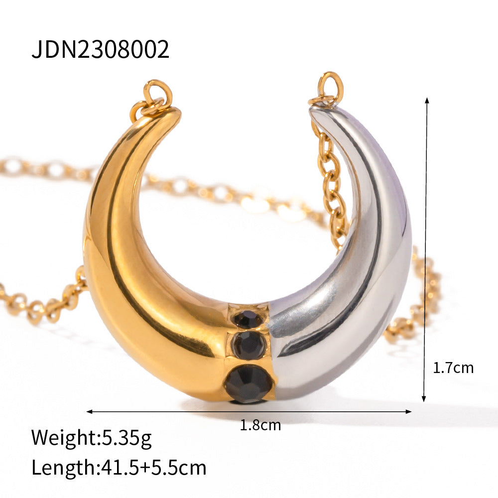 5pcs New Titanium Steel Gold-Plated Earrings 18K Gold Stainless Steel Black Matching Earrings Do Not Fade Earrings Stud Earrings