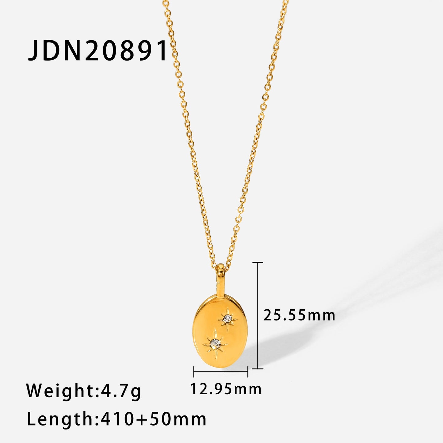 5pcs Fashion New Zircon Octet Star Oval Tag Necklace 18K Electroplated Stainless Steel Collar Necklace