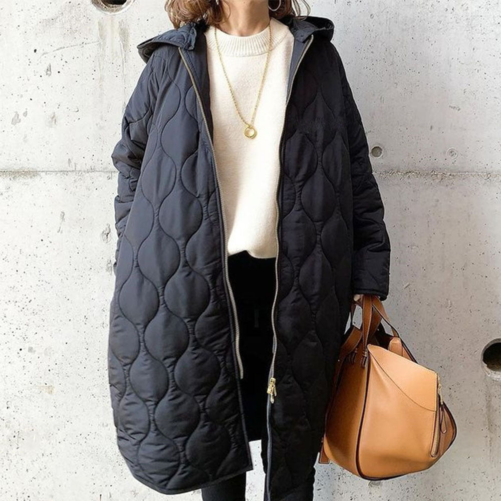 4 Color Women's Cotton-Padded Coat Autumn And Winter New Diamond-Shaped Lattice With Hat Cotton-Padded Coat Blouse