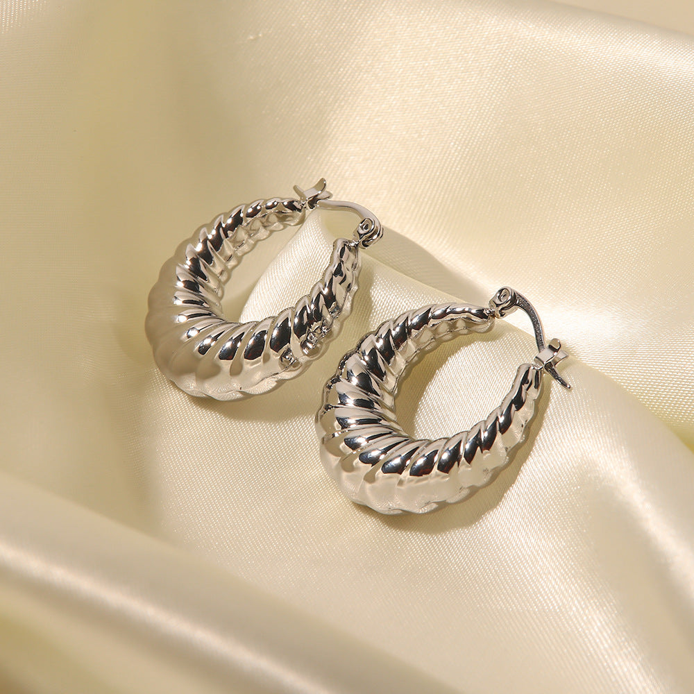 5pcs Exaggerated Earrings For Women Style Niche Designer Earrings Earrings Titanium Steel Light Luxury Senior Ear Buckle