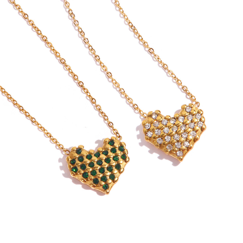 5pcs Style 18K Gold Plated Inlaid White Diamond Love Pendant Collar Fashion Everything Pendant Necklace