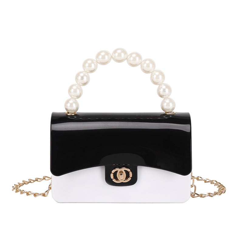 New Candy Color Jelly Bag Niche Design Double Color Beaded Bag Women's Handbag Single Shoulder Crossbody Bag