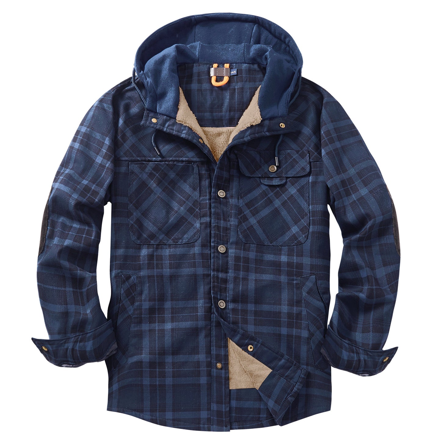 Men's Coat Plaid Shirt Plus Fleece Large Size Winter Windproof Warm Hooded Cotton Jacket