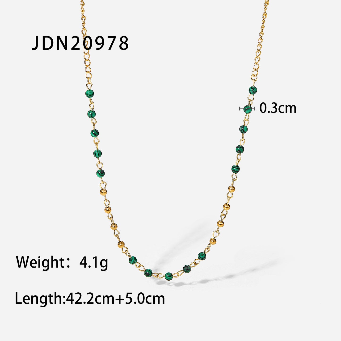 5pcs New Selling 18K Gold-Plated Stainless Steel Necklaces Inlaid With Turquoise Beads Necklace Women's Jewelry