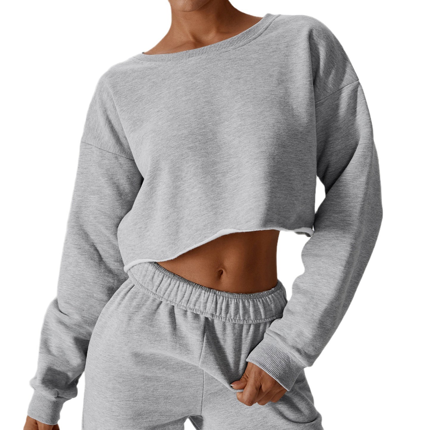 Warm Long Sleeve Hoodie T-Shirt Women Short Pullover Outdoor Fitness Smock Loose Casual Sportswear
