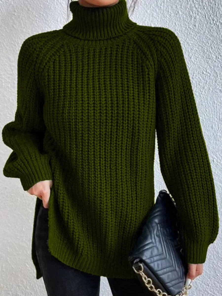 Autumn/Winter New Rotator Sleeve High-Lapel Mid-Length Sweater Dress